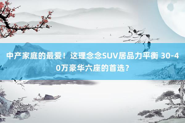 中产家庭的最爱！这理念念SUV居品力平衡 30-40万豪华六座的首选？