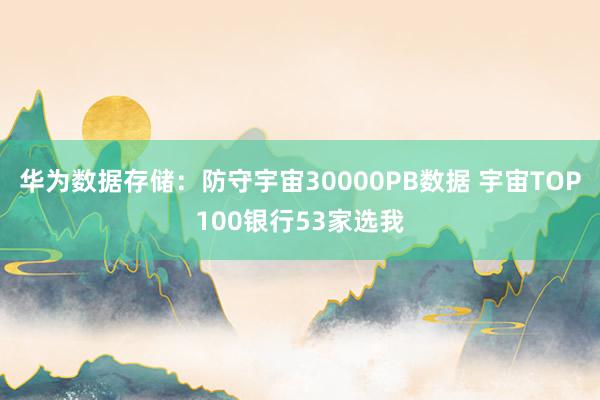 华为数据存储：防守宇宙30000PB数据 宇宙TOP100银行53家选我